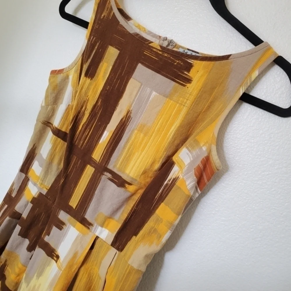 Anthropologie Tabitha Women's Brushstrokes Sleeveless Cotton Fit & Flare‎ Dress